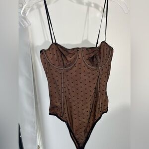 White Fox Polka Dot Bodysuit -Black